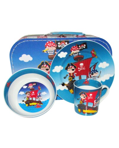 Champion Pirate Pattern Children's Porcelain 3pc Tableware set in carry case Royal Doulton, Royal Doulton, Royal Doulton, Royal Doulton Bunnykins, Christmas Gifts, Christening Gifts image