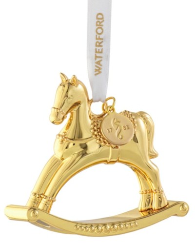 Waterford Gold Rocking Horse Tree Ornament. image