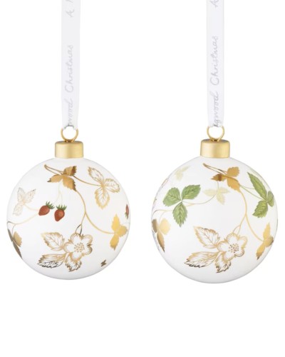 Wedgwood Wild Strawberry Christmas Bauble set of 2 image