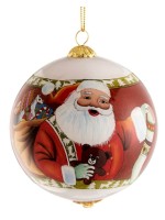 Belleek Living Santa and Stocking Glass Bauble
