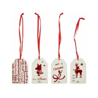 Hutschenreuther Merry Christmas Nordic Red Rectangular Pendant  (set of 4)