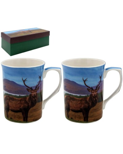 The Leonardo Collection Stag Print 2pc Mug set Tableware, Homewares, Brand New , Christmas Gifts, mugs, Leonardo Collection image