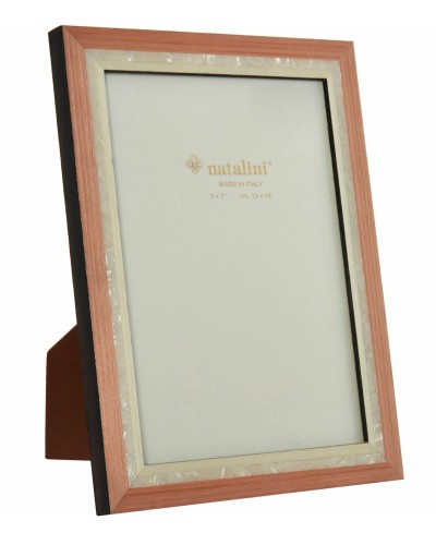 Natalini Marquetry Pink and Mother of Pearl Effect Wood Velvet Backed Photo Frame 13 x 18 cm image