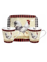 Portmeirion Country Touch 3pc Mug and Tray Set