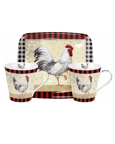 Portmeirion Country Touch 3pc Mug and Tray Set image