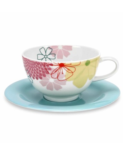 Portmeirion Crazy Daisy Floral Porcelain Breakfast Cup & Saucer image