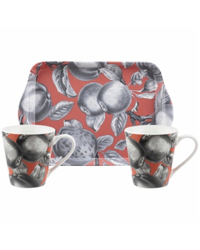 Portmeirion Pomona Coral 3pc Mug and Tray Set Portmeirion, Portmeirion , Brand New , Christmas All, Christmas Gifts image