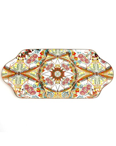 Baci Milano Cosy Xmas Gold Tone Gilded Multicoloured Porcelain Tray image