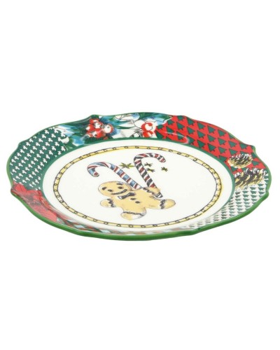 Baci Milano Tartan Multicoloured Gingerbread Man Porcelain Plate 21cm Tableware, Collectors Plates, Brand New , Christmas All, Christmas Decorations, Christmas Gifts, Baci Milano image