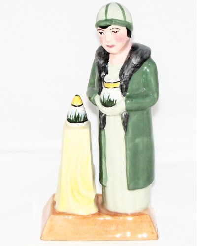 Manor Limited Editions The Pottery Ladies Clarice Cliff Green Coat Figurines & Collectables, Manor Limited Editions image