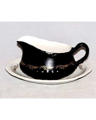 Grindley Satin White Pottery Gravy / Sauce Boat & Stand Tableware, Grindley, Grindley Pottery image
